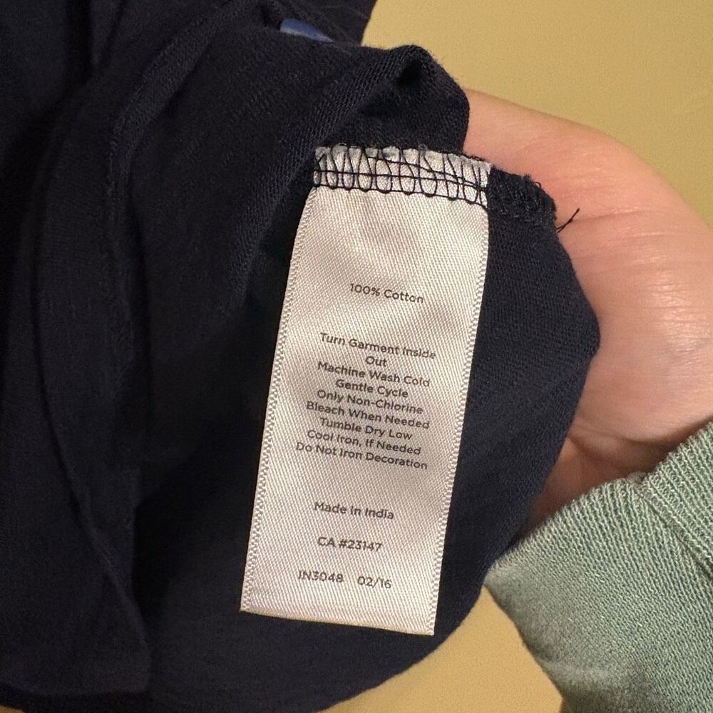 Talbots Short Sleeve Navy Blue Lace Up Cotton T-shirt Petite Large - Picture 7 of 8